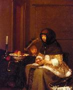 Gerard Ter Borch Woman Peeling Apples oil